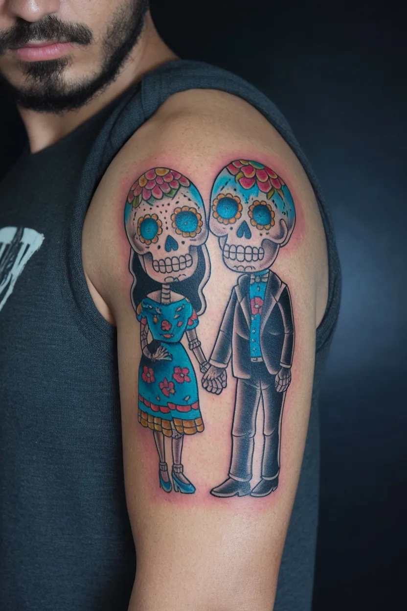 Day of the Dead Couple Sugar Skulls