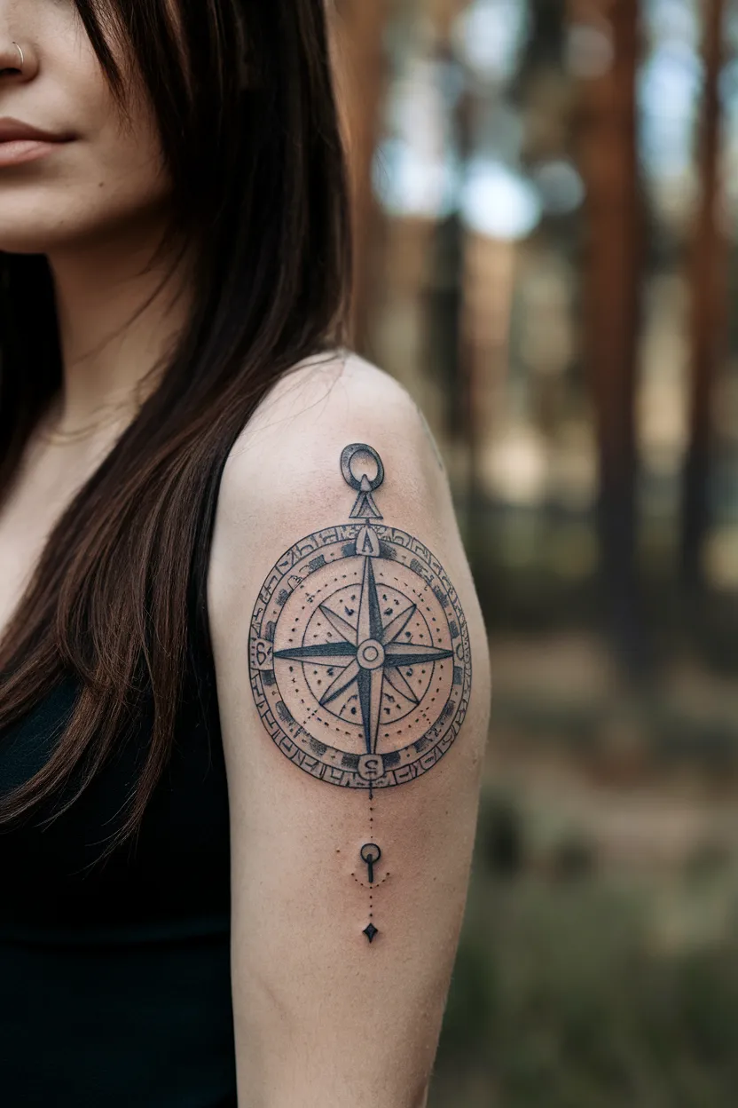Detailed Compass Tattoo