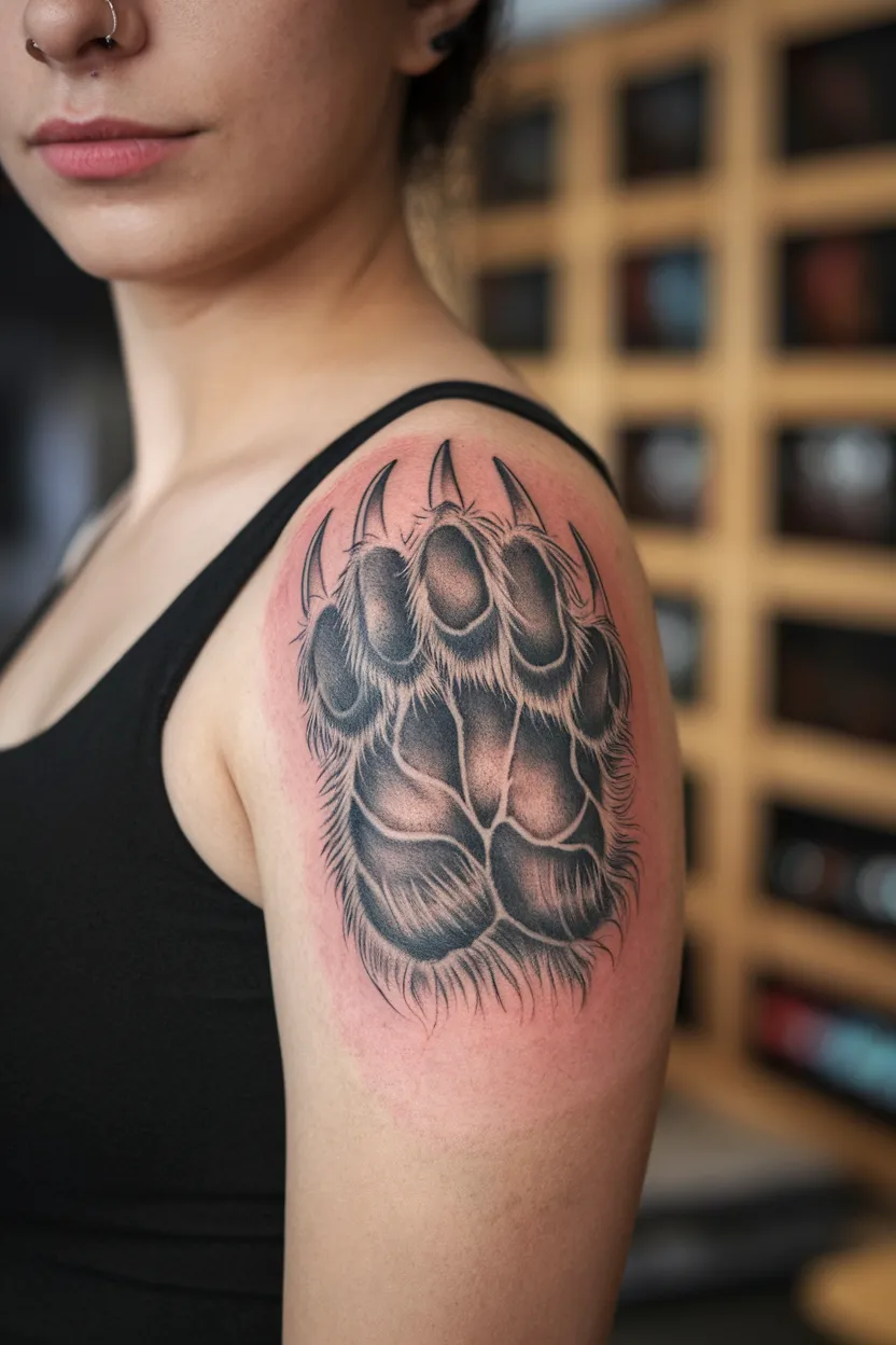 Realistic Wolf Paw Tattoo for Women