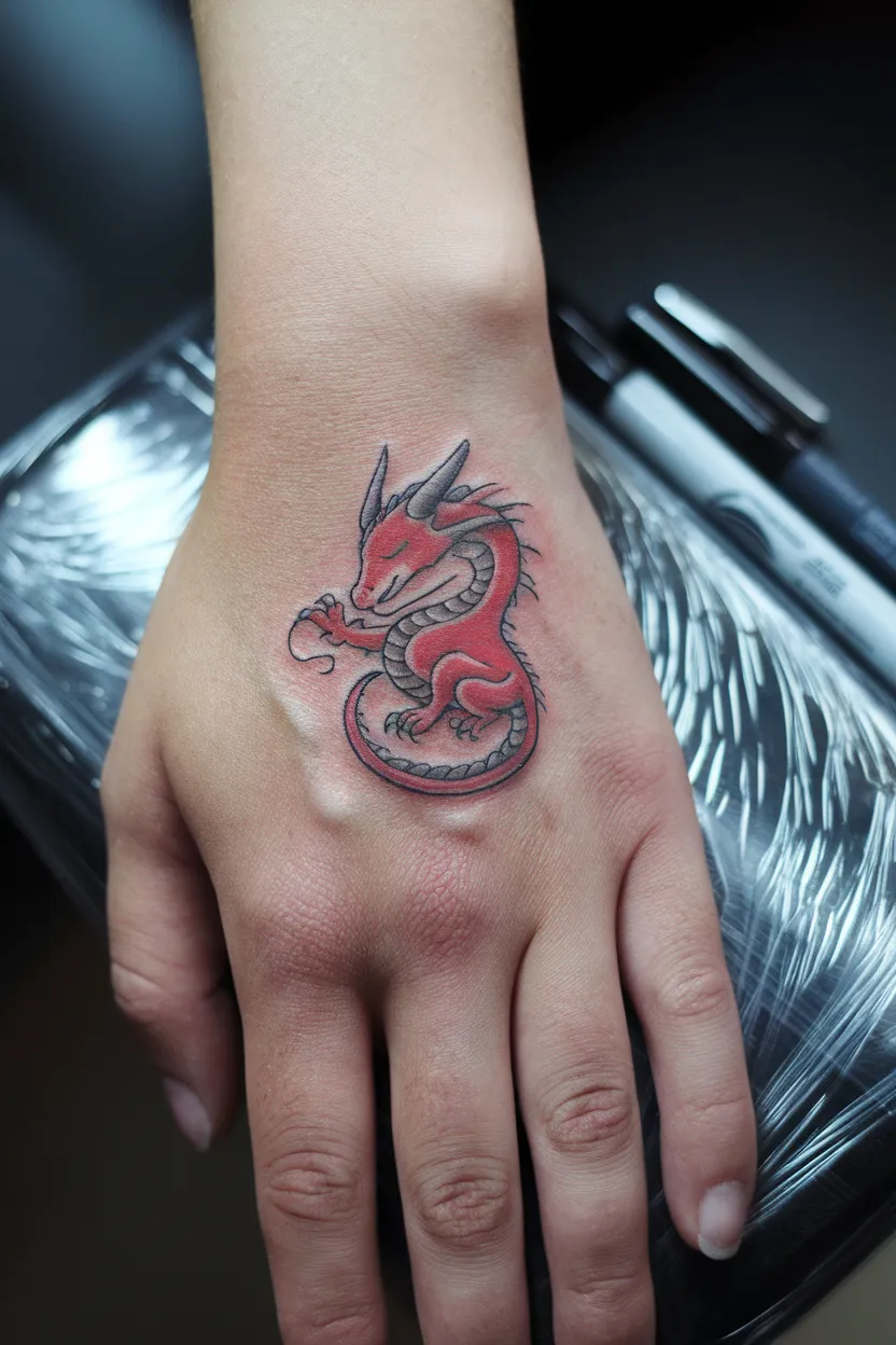 Tiny Red Dragon on Hand