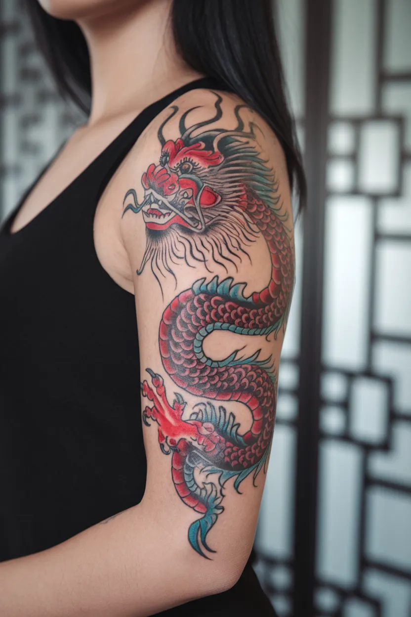 Unique Red Dragon on Arm