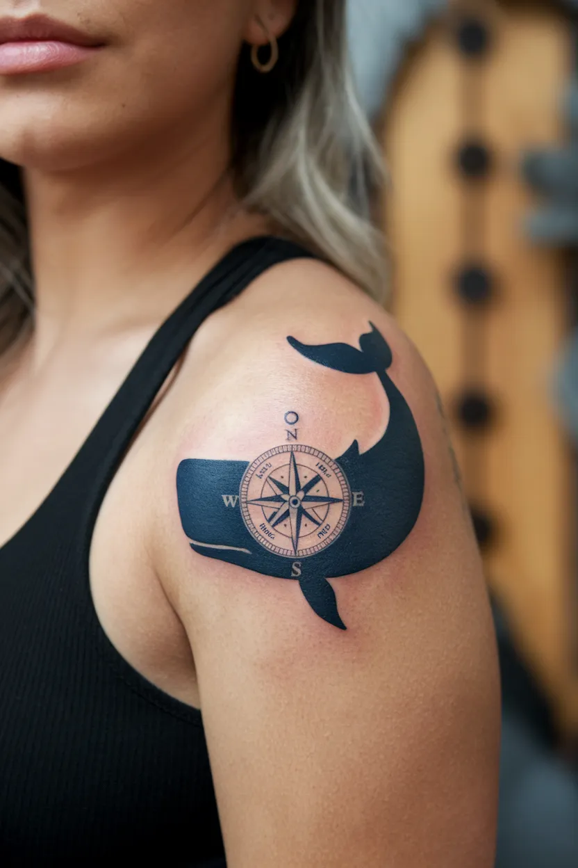 Whale Compass Tattoo