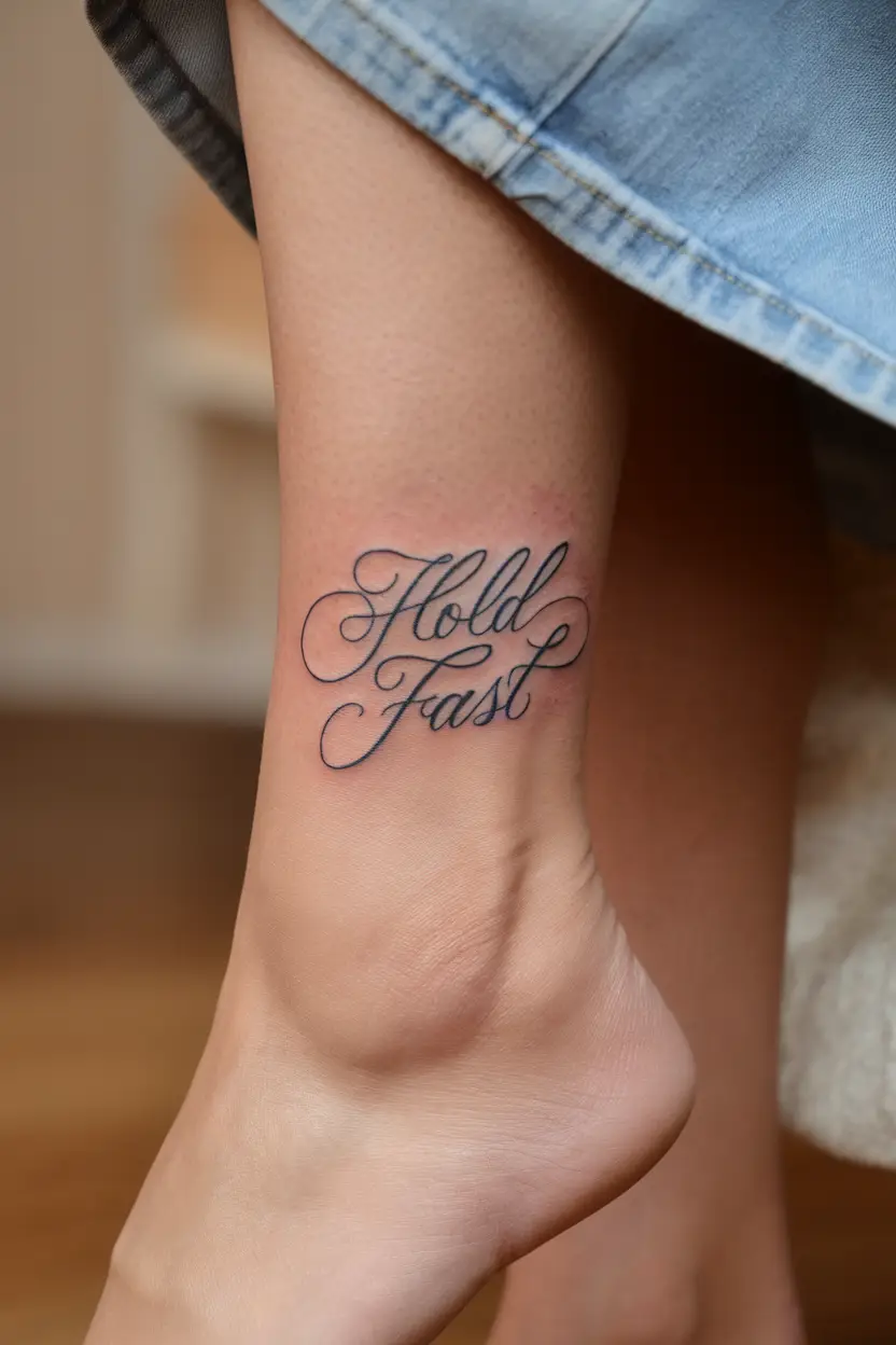 Ankle Fine Letter Tattoo