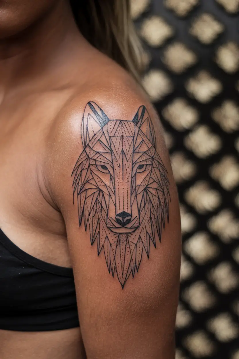 Blackwork Abstract Wolf Tattoo