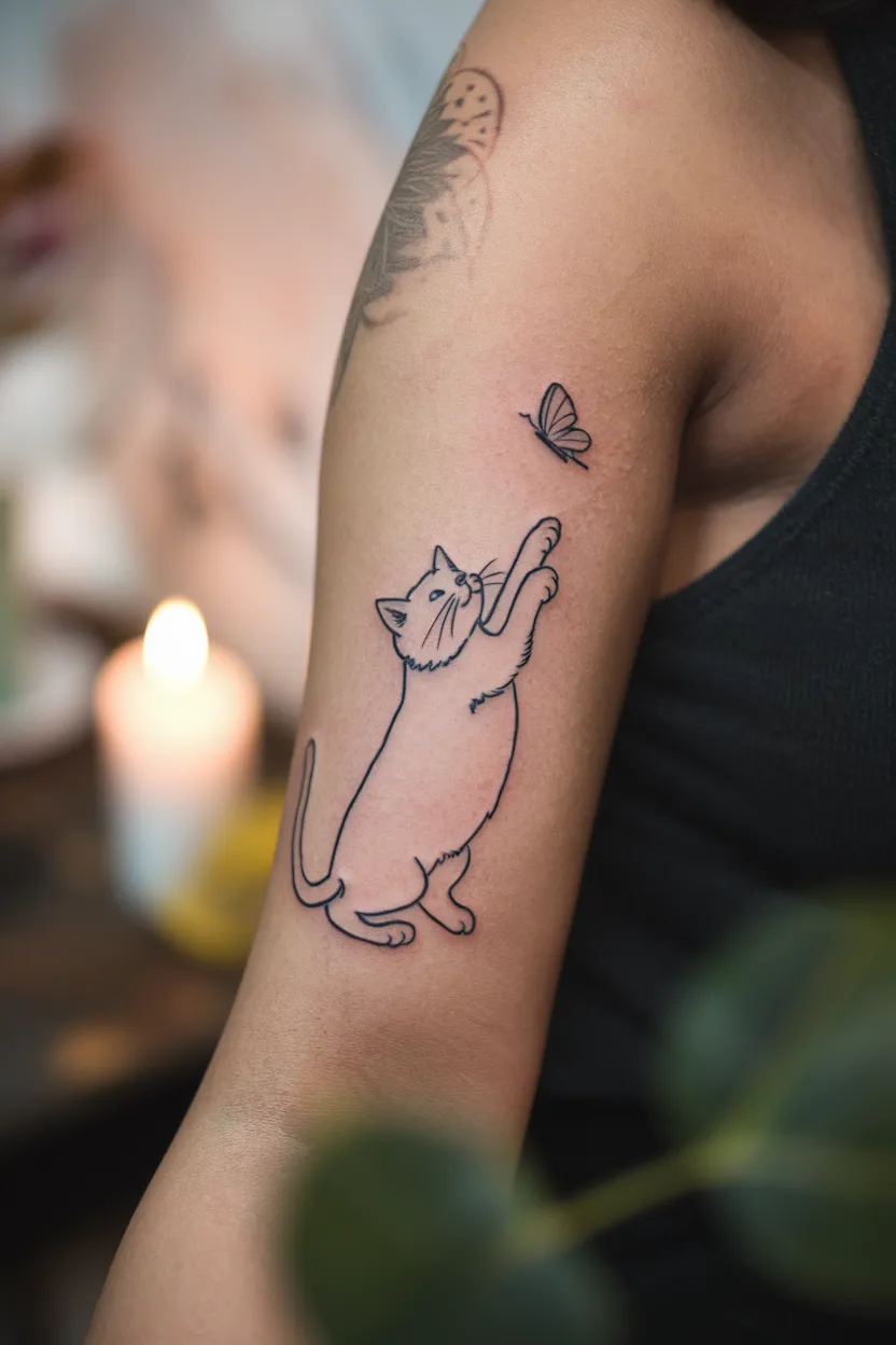 Cat Reaching for a Butterfly