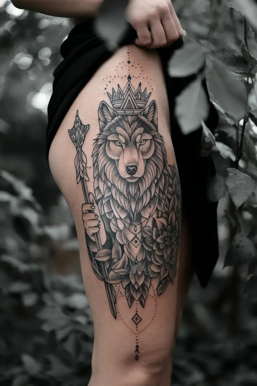 God of the Night Feminine Wolf Tattoo
