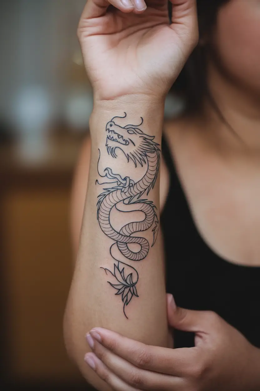 Minimalist Line Art Dragon