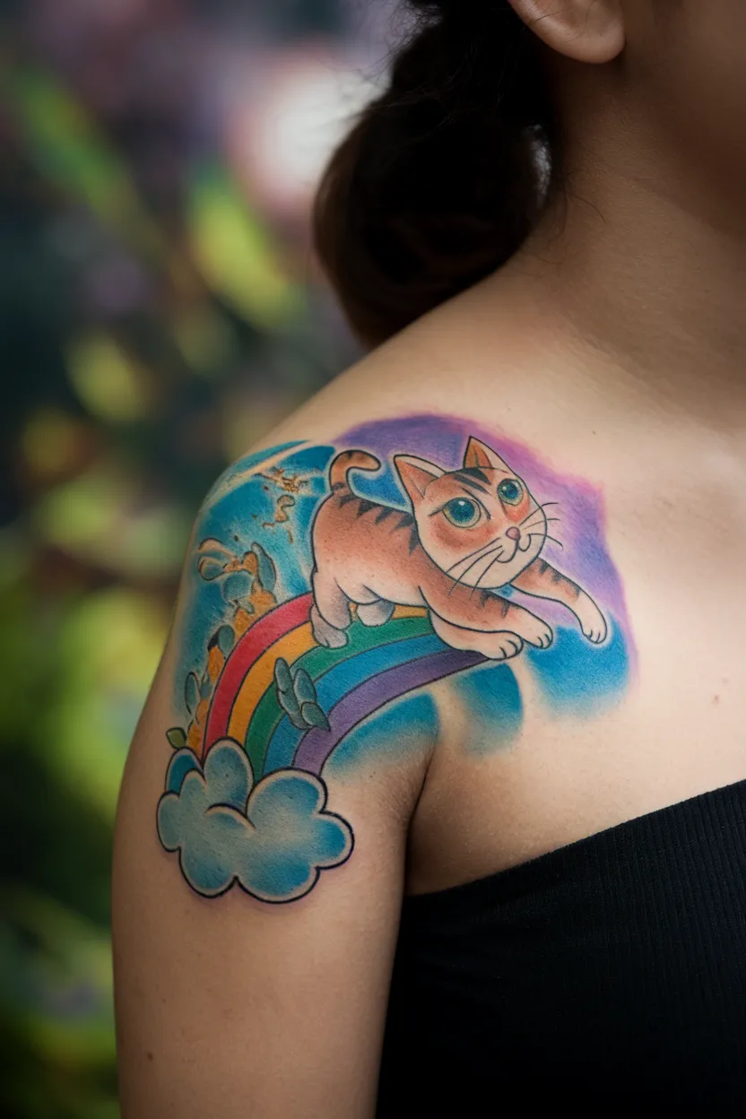 Playful Cat Doodle With Whimsical Elements
