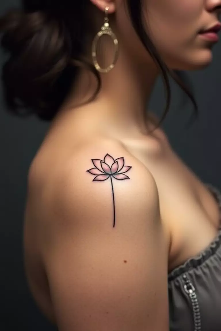 Delicate Lotus Flower A close-up photo of a woman showing her delicate lotus flower arm tattoo design.