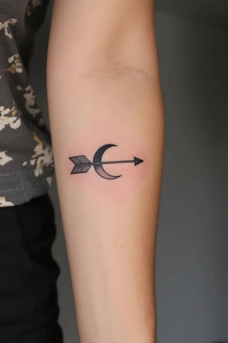 Arrow and Moon Tattoo