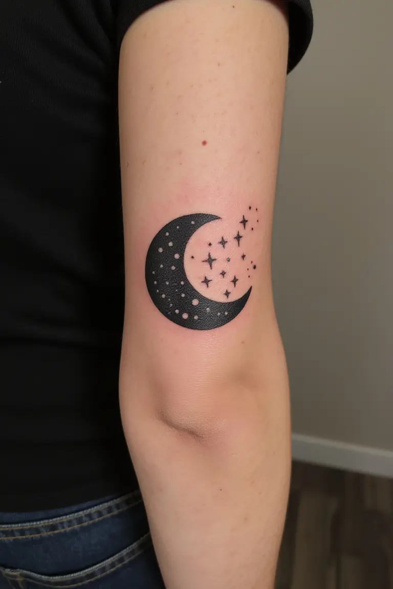 Celestial Crescent Tattoo