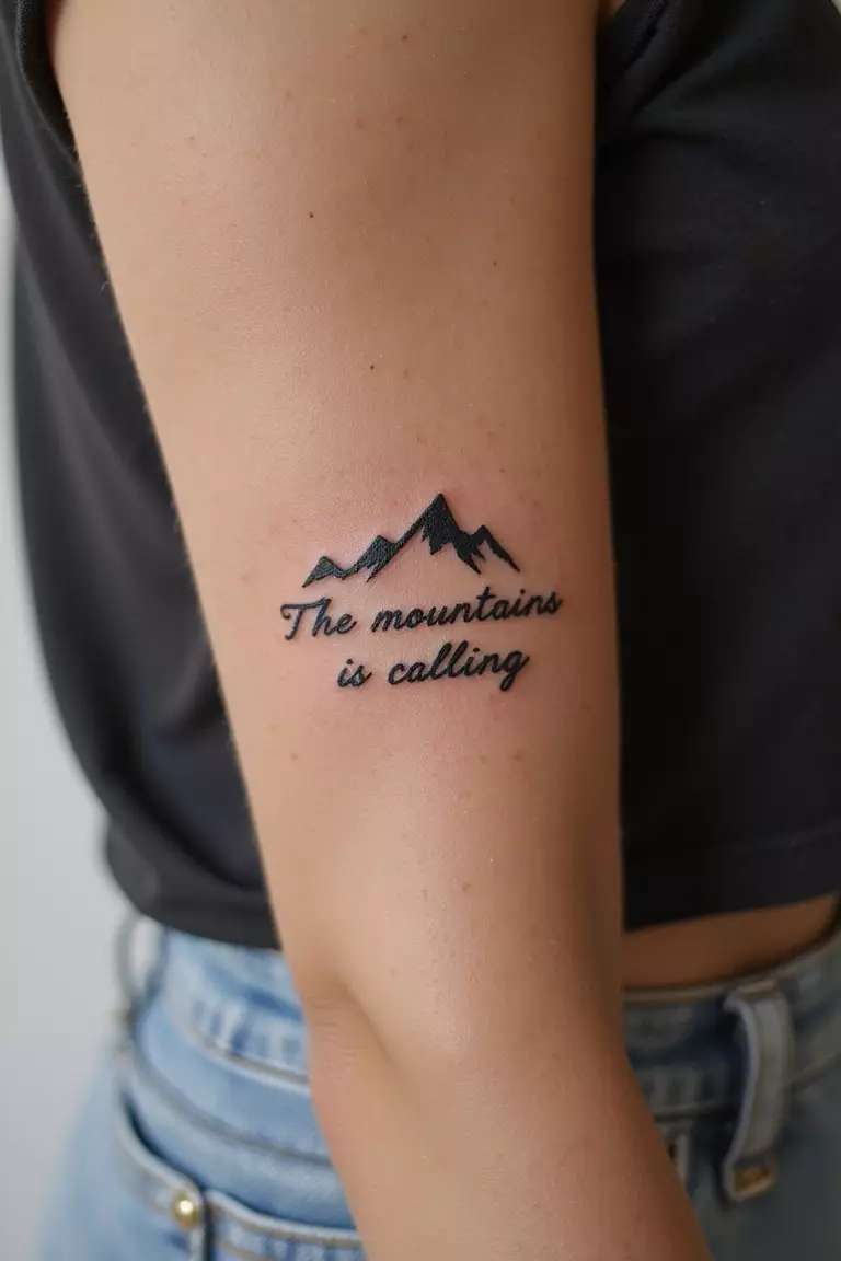 Quote About Nature Hiking A close-up shot of a woman showing her black ink simple text quote